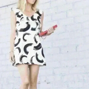 Anthropologie Deletta Pincelada white with black tunic dress